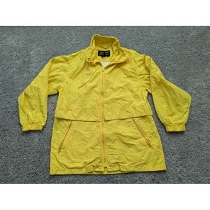 Vintage Eddie Bauer Rain Coat Jacket Womens Large Full Zip‎ Windbreaker Yellow